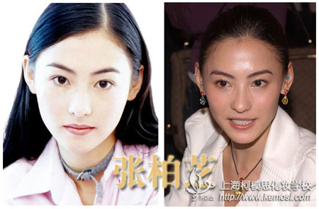 想瘦臉，不如化瘦臉妝代替打瘦臉針_瘦臉妝如何畫之張柏芝瘦臉前與瘦臉后的對比